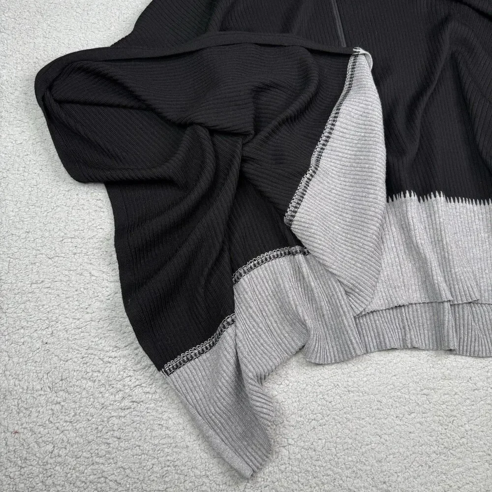 Lululemon‎ On The Go Poncho Womens Black Grey Merino Wool Sweater Half Zip Cape